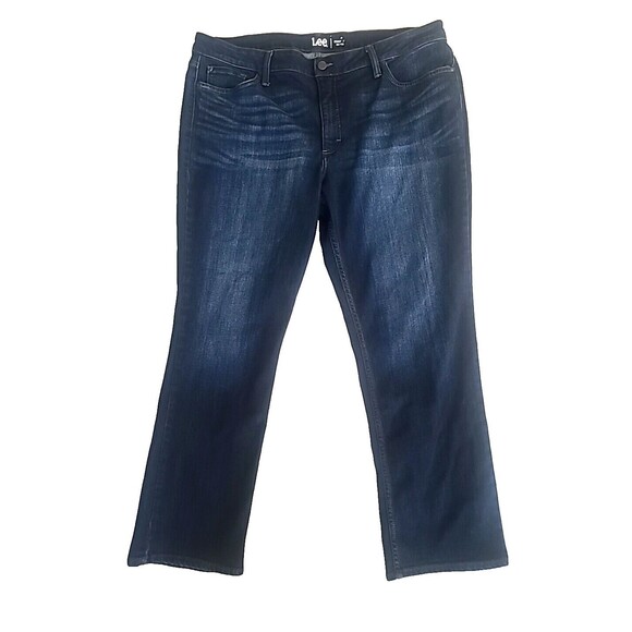 Lee Denim - Lee Regular Fit Straight Leg Women's Jeans Size 20M Blue Stretch Dark Wash